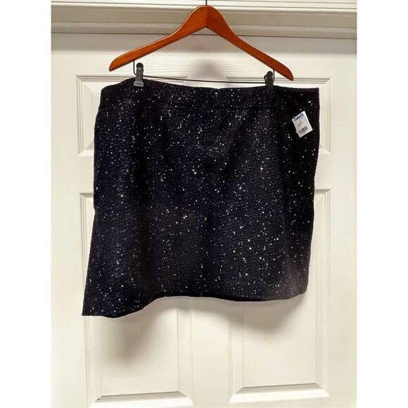 Loft Plus Navy Tweed Sequin Skirt sz 20 NWT - Picture 1 of 7